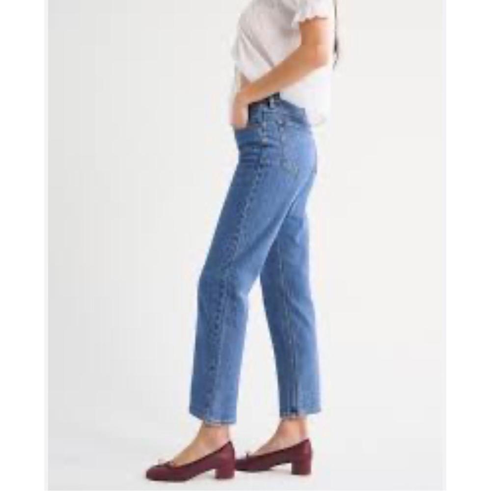 Abercrombie & Fitch Curve Love High Rise Crop Straight Jeans Blue 28 Long